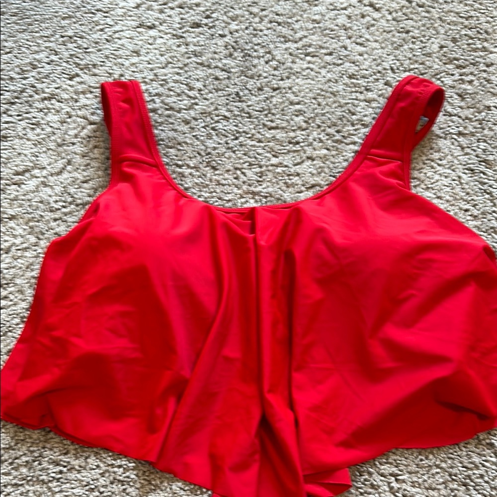 Red Bikini flounce top